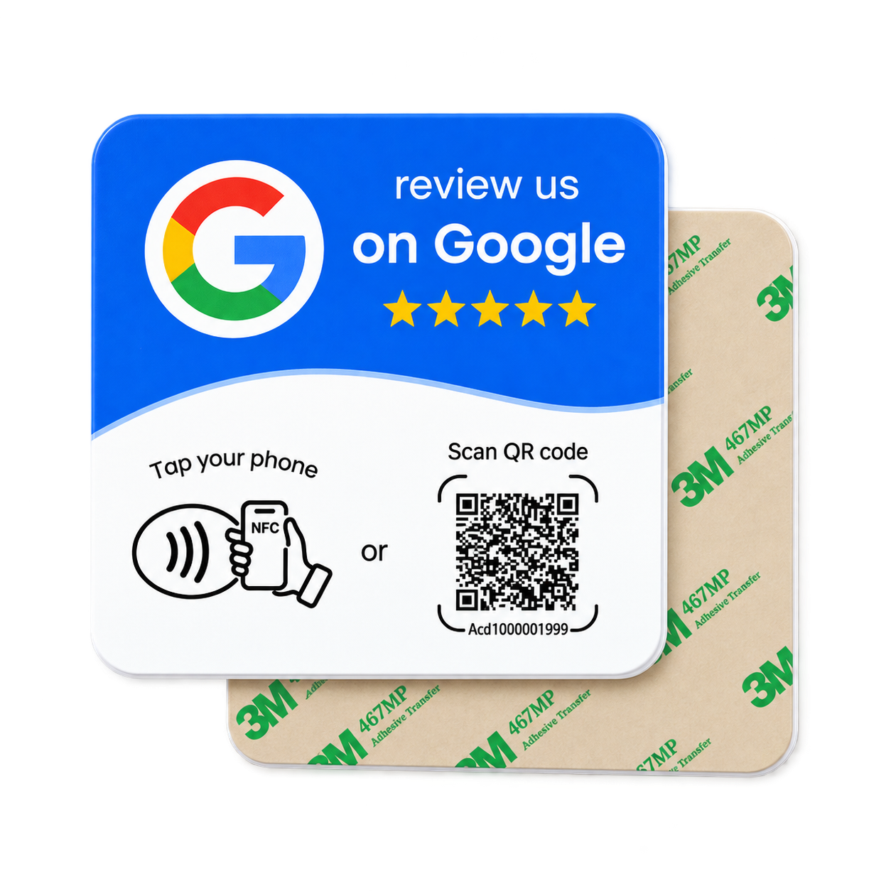 Quadratische NFC-Bewertungskarte mit Kleberückseite